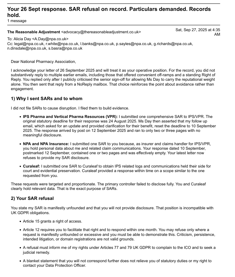 Page 1 of rebuttal: timeline, why SARs were filed, missed deadlines
