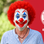 Kate Osborne MP edited to appear as a clown, satirising political conduct