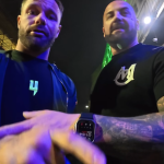 Still from Knockout Audit’s Wigan video showing MC Viper and Sam Shackleton during the confrontation