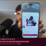 Mr Manny holds up a Holafly promotion above YouTube attribution naming Mr Manny and Metropolitan Police